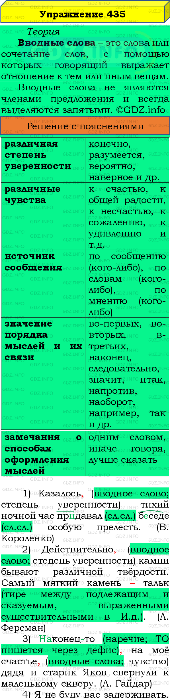 Номер №435 - ГДЗ по Русскому языку 8 класс: Бархударов С.Г.