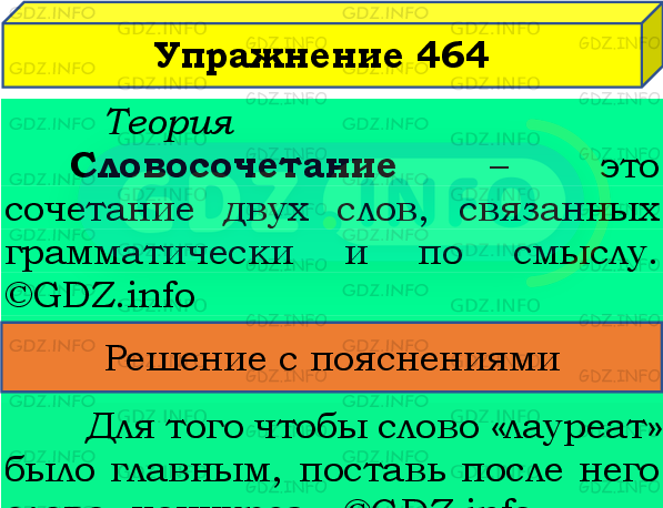 Фото подробного решения: Номер №464 из ГДЗ по Русскому языку 8 класс: Бархударов С.Г.