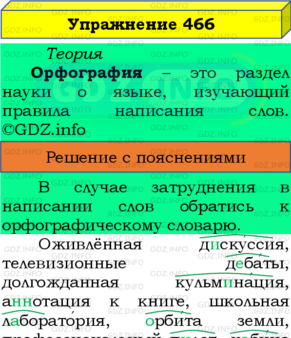 Фото подробного решения: Номер №466 из ГДЗ по Русскому языку 8 класс: Бархударов С.Г.