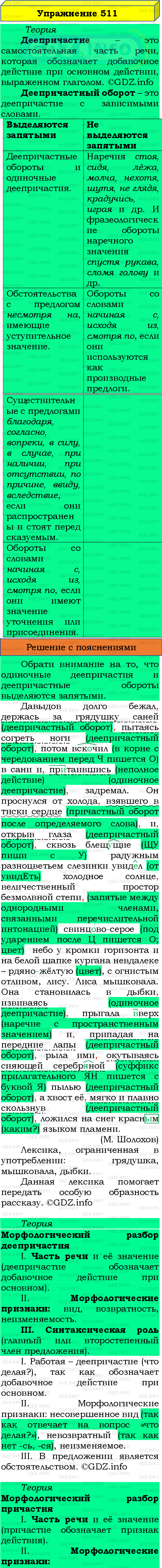 Фото подробного решения: Номер №511 из ГДЗ по Русскому языку 8 класс: Бархударов С.Г.