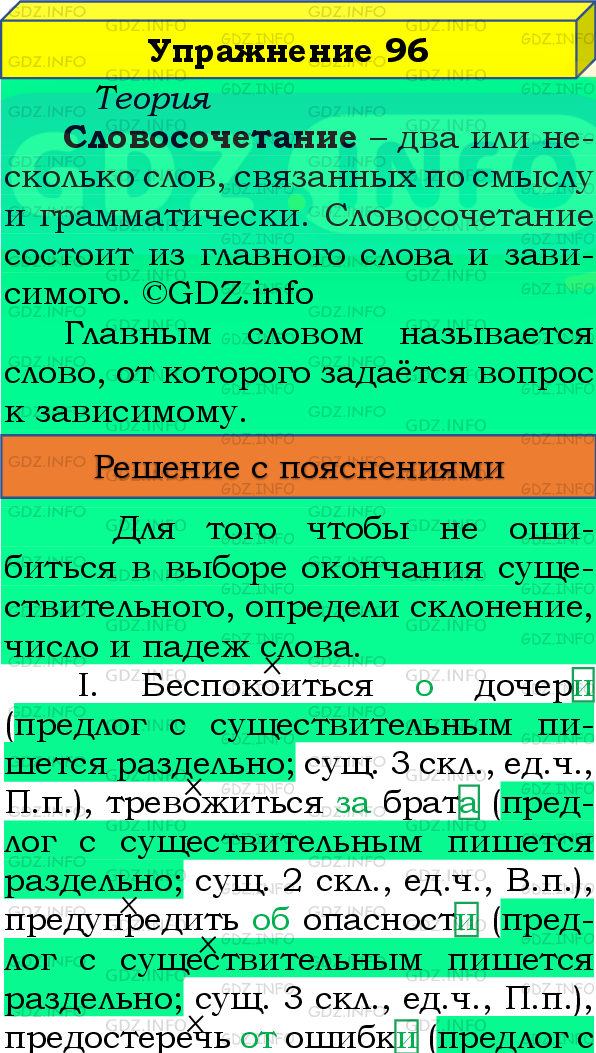 Фото подробного решения: Номер №96 из ГДЗ по Русскому языку 8 класс: Бархударов С.Г.