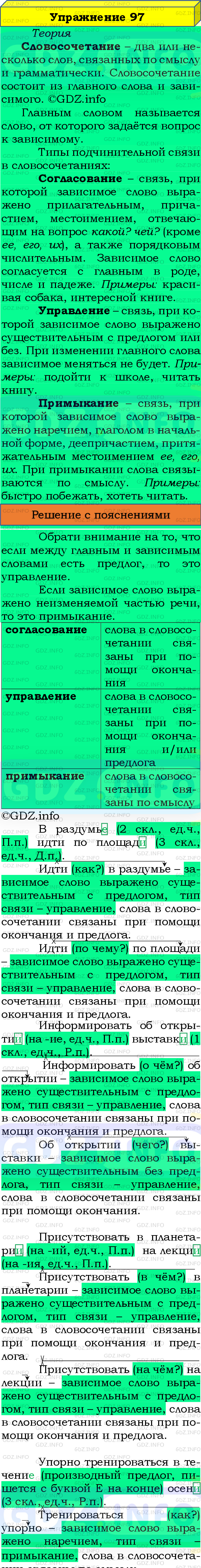 Фото подробного решения: Номер №97 из ГДЗ по Русскому языку 8 класс: Бархударов С.Г.