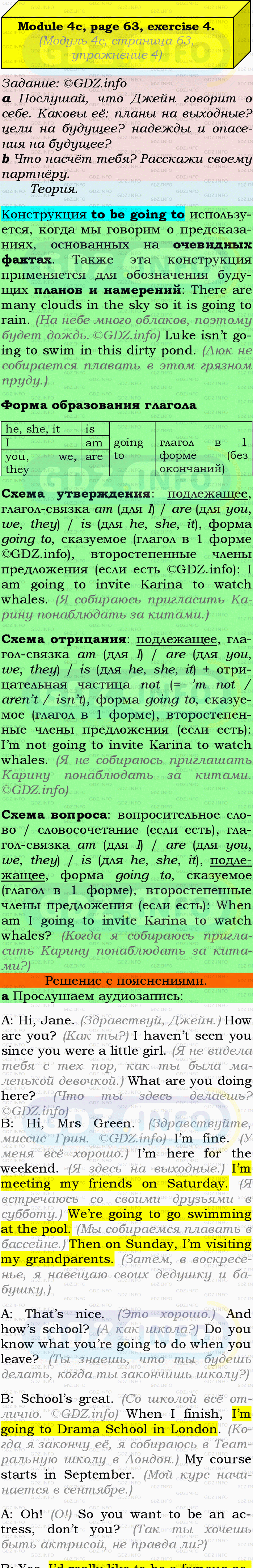 Фото подробного решения: Module 4, Страница 62-63, Номер 4 из ГДЗ по Английскому языку 9 класс: Ваулина (Учебник Spotlight)