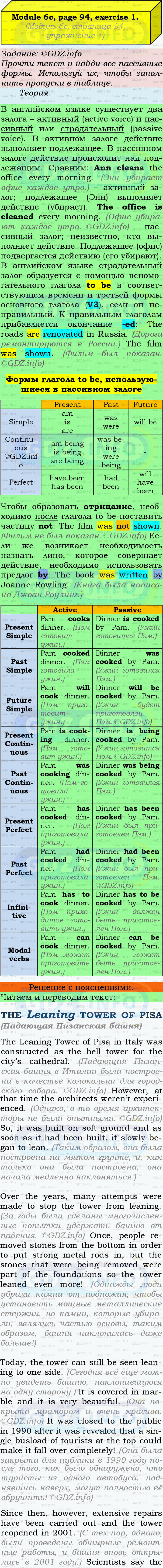 Фото подробного решения: Module 6, Страница 94-95, Номер 1 из ГДЗ по Английскому языку 9 класс: Ваулина (Учебник Spotlight)