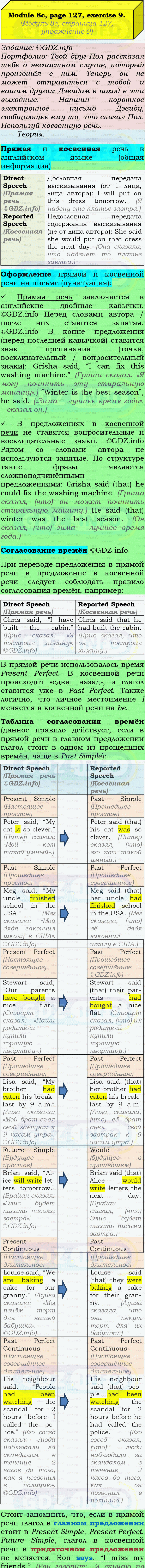 Фото подробного решения: Module 8, Страница 126-127, Номер 9 из ГДЗ по Английскому языку 9 класс: Ваулина (Учебник Spotlight)