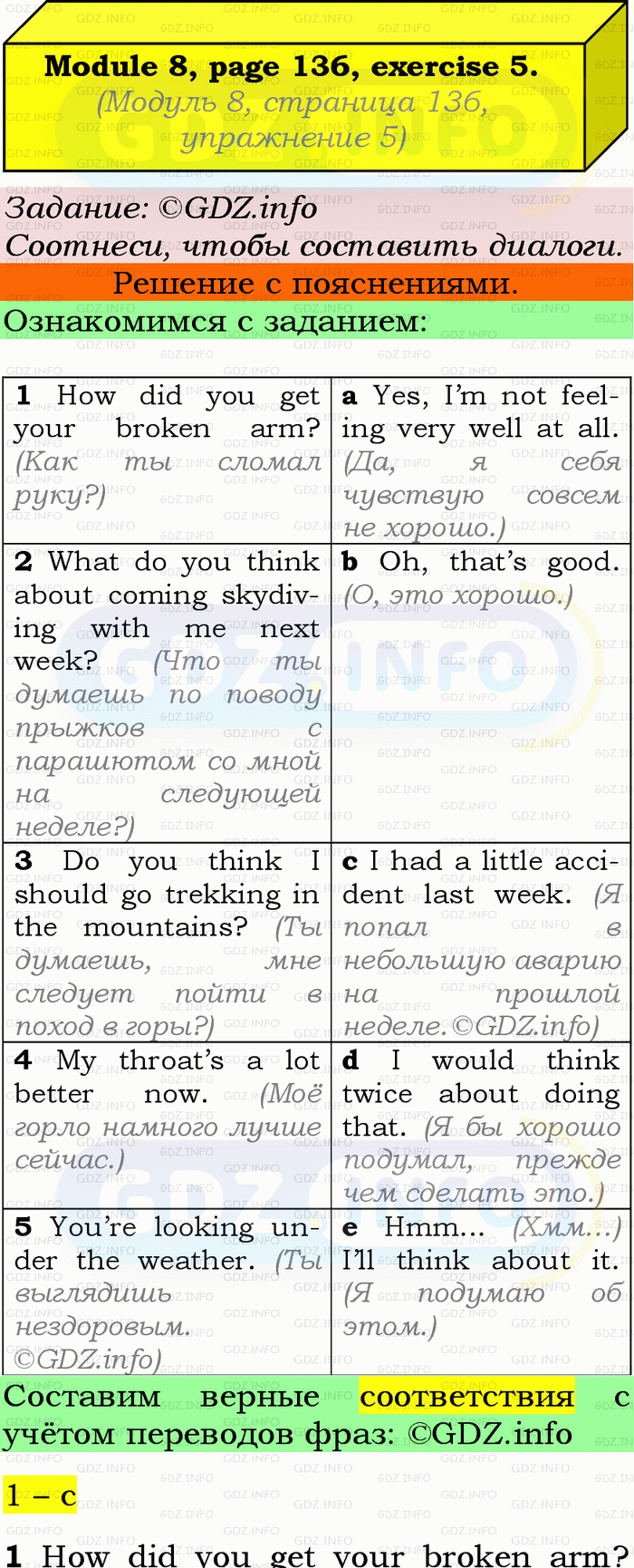 Фото подробного решения: Module 8, Страница 136, Номер 5 из ГДЗ по Английскому языку 9 класс: Ваулина (Учебник Spotlight)