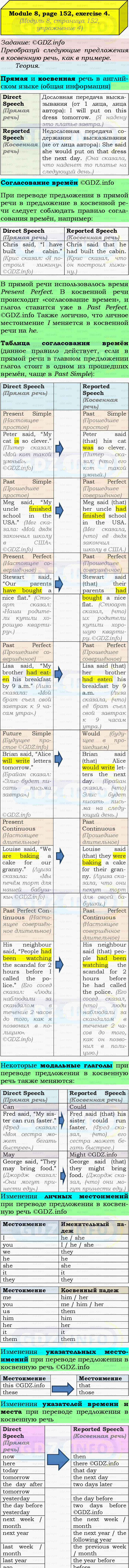 Фото подробного решения: Grammar Check, Страница 152-153, Номер 4 из ГДЗ по Английскому языку 9 класс: Ваулина (Учебник Spotlight)