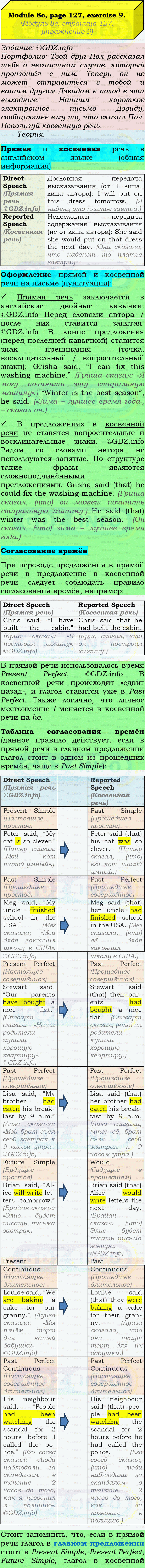 Фото подробного решения: Module 8, Страница 126-127, Номер 9 из ГДЗ по Английскому языку 9 класс: Ваулина (Учебник Spotlight)