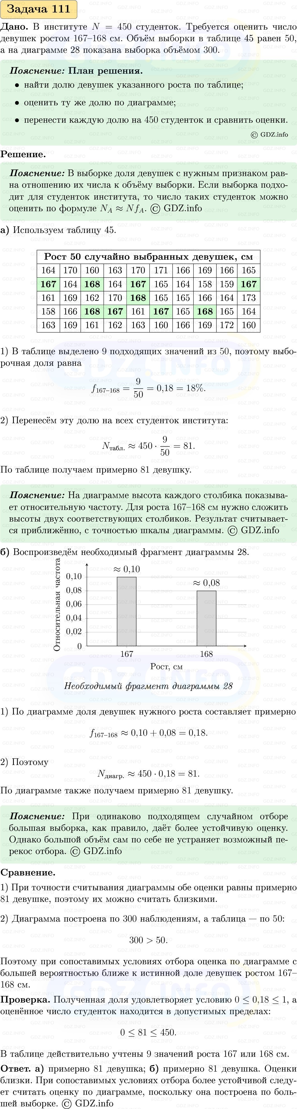 Фото решения 1: Номер №111, Часть 1 из ГДЗ по Вероятности и статистике 7-9 класс: Высоцкий И.Р. 2023г.
