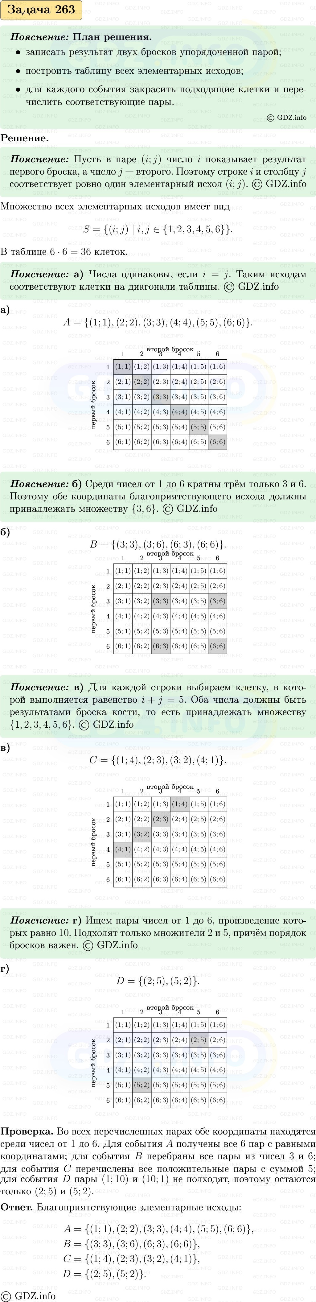Фото решения 1: Номер №263, Часть 1 из ГДЗ по Вероятности и статистике 7-9 класс: Высоцкий И.Р. 2023г.