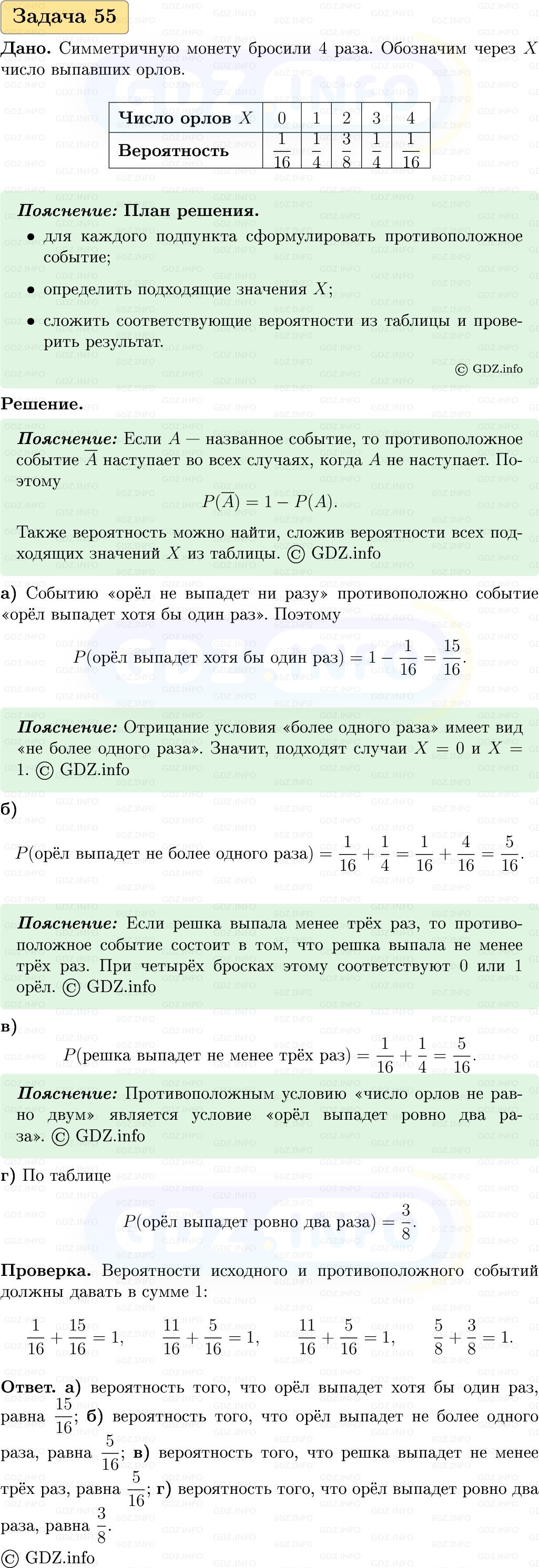 Фото решения 1: Номер №55, Часть 2 из ГДЗ по Вероятности и статистике 7-9 класс: Высоцкий И.Р. 2023г. Фото решения 1: Номер №55, Часть 2 из ГДЗ по Вероятности и статистике 7-9 класс: Высоцкий И.Р. 2023г.
