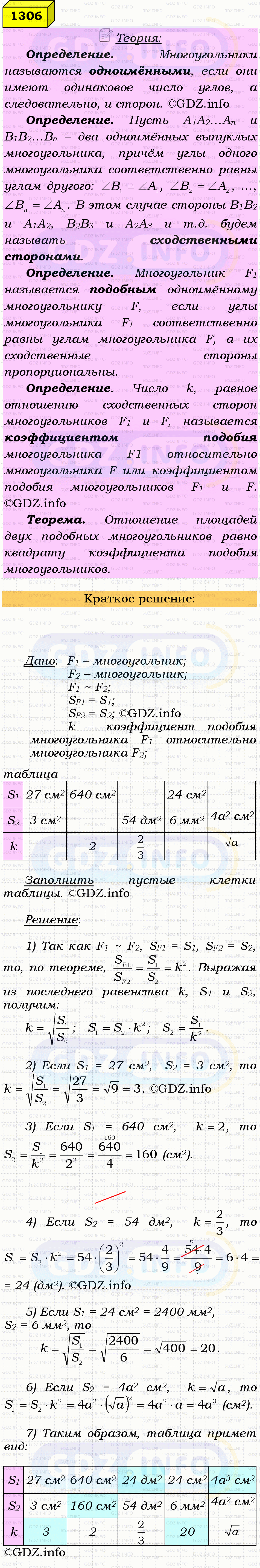 Фото решения 4: Номер №1306 из ГДЗ по Геометрии 7-9 класс: Атанасян Л.С. 2023г. Фото решения 4: Номер №1306 из ГДЗ по Геометрии 7-9 класс: Атанасян Л.С. 2023г.