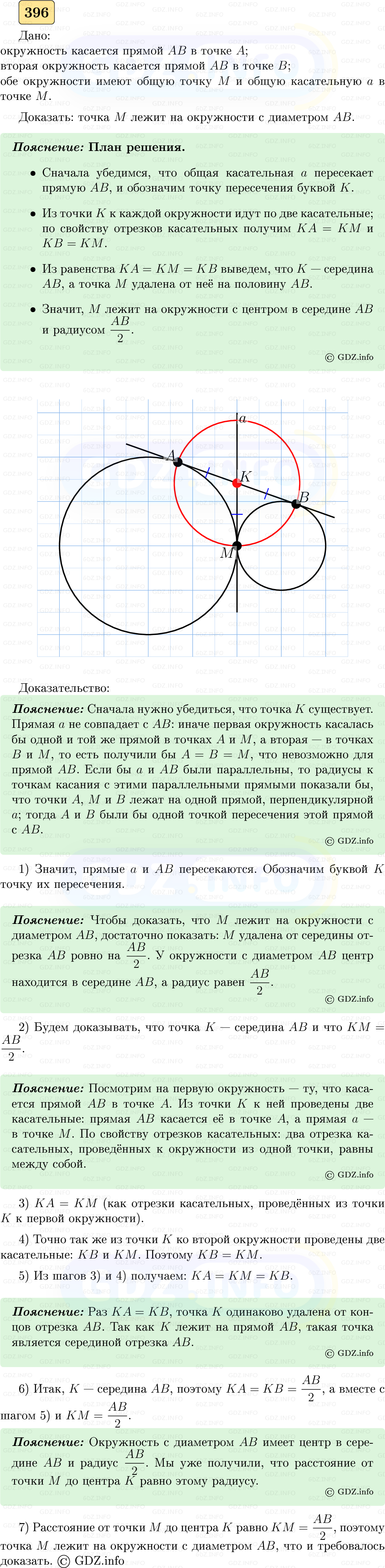 Фото решения 5: Номер №396 из ГДЗ по Геометрии 7-9 класс: Атанасян Л.С. 2023г. Фото решения 5: Номер №396 из ГДЗ по Геометрии 7-9 класс: Атанасян Л.С. 2023г.