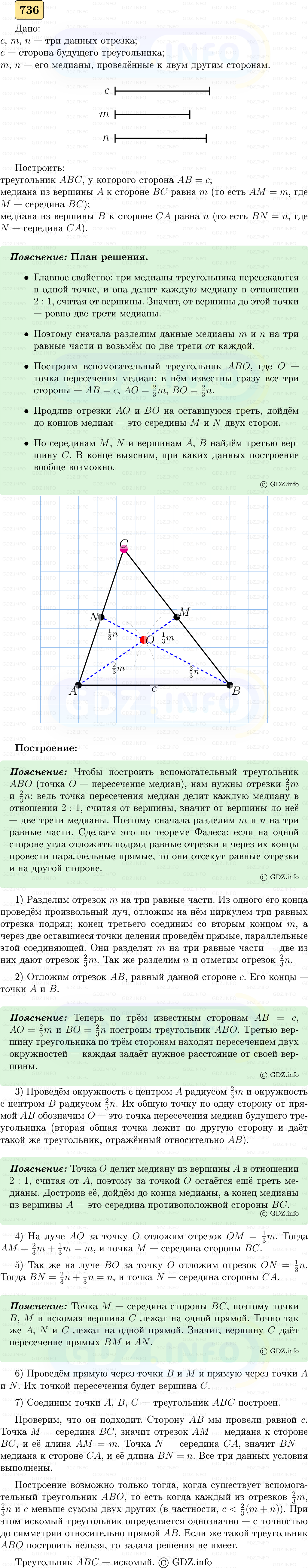 Фото решения 5: Номер №736 из ГДЗ по Геометрии 7-9 класс: Атанасян Л.С. 2023г.