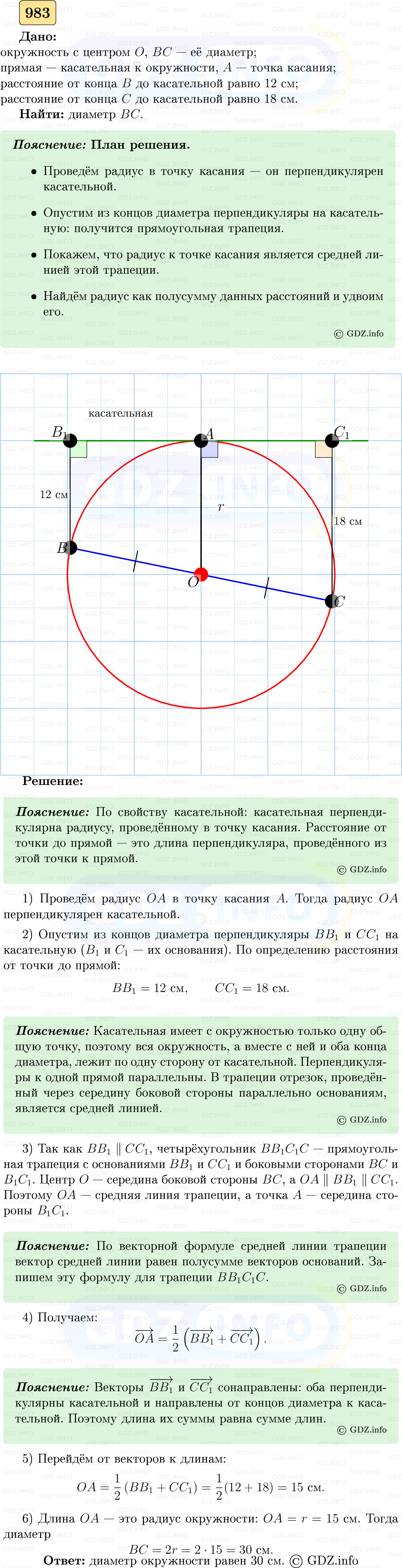 Фото решения 5: Номер №983 из ГДЗ по Геометрии 7-9 класс: Атанасян Л.С. 2023г. Фото решения 5: Номер №983 из ГДЗ по Геометрии 7-9 класс: Атанасян Л.С. 2023г.