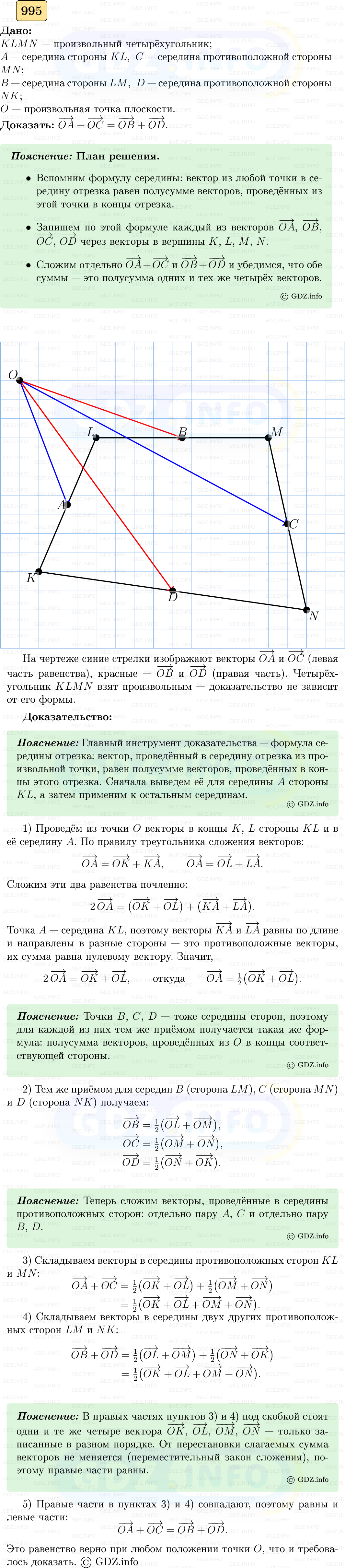Фото решения 5: Номер №995 из ГДЗ по Геометрии 7-9 класс: Атанасян Л.С. 2023г. Фото решения 5: Номер №995 из ГДЗ по Геометрии 7-9 класс: Атанасян Л.С. 2023г.