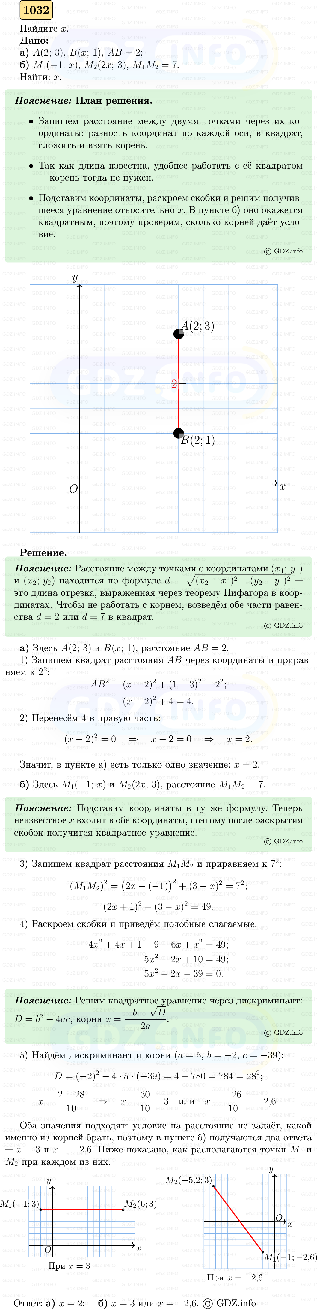 Фото решения 5: Номер №1032 из ГДЗ по Геометрии 7-9 класс: Атанасян Л.С. 2023г. Фото решения 5: Номер №1032 из ГДЗ по Геометрии 7-9 класс: Атанасян Л.С. 2023г.