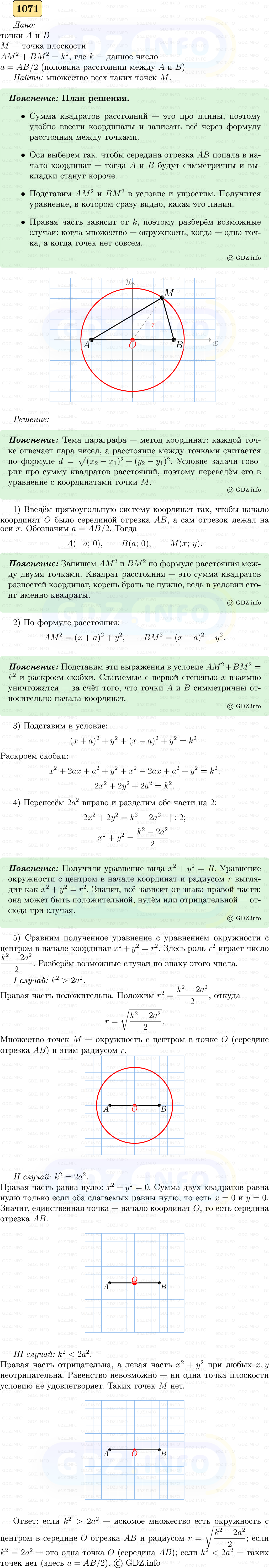 Фото решения 5: Номер №1071 из ГДЗ по Геометрии 7-9 класс: Атанасян Л.С. 2023г. Фото решения 5: Номер №1071 из ГДЗ по Геометрии 7-9 класс: Атанасян Л.С. 2023г.