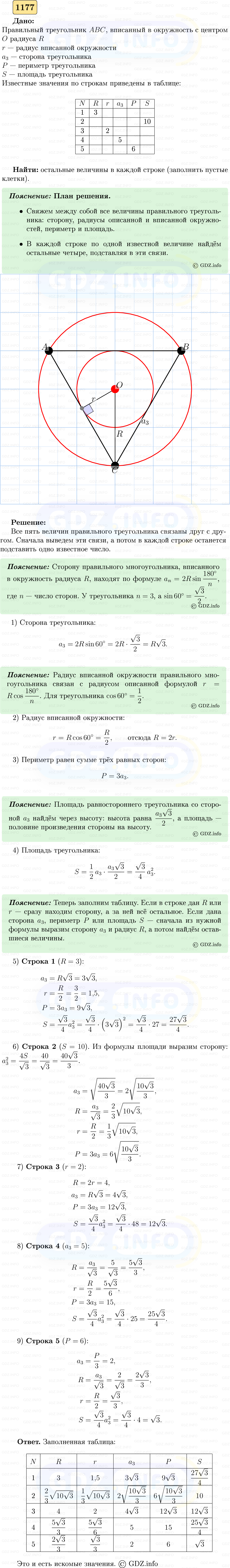 Фото решения 5: Номер №1177 из ГДЗ по Геометрии 7-9 класс: Атанасян Л.С. 2023г. Фото решения 5: Номер №1177 из ГДЗ по Геометрии 7-9 класс: Атанасян Л.С. 2023г.
