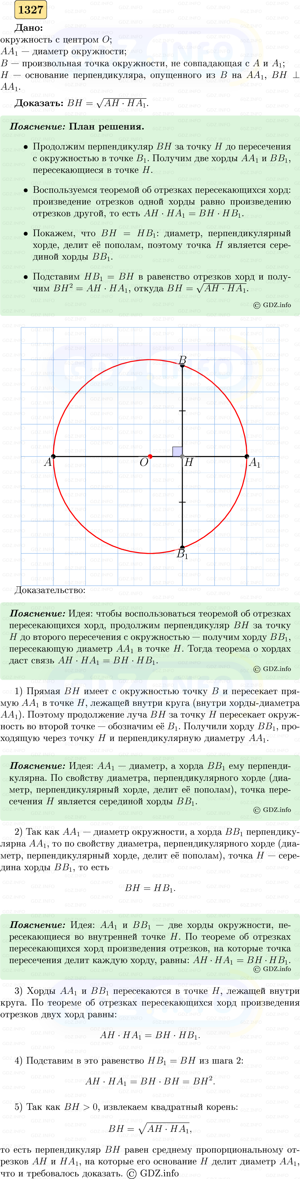 Фото решения 5: Номер №1327 из ГДЗ по Геометрии 7-9 класс: Атанасян Л.С. 2023г. Фото решения 5: Номер №1327 из ГДЗ по Геометрии 7-9 класс: Атанасян Л.С. 2023г.