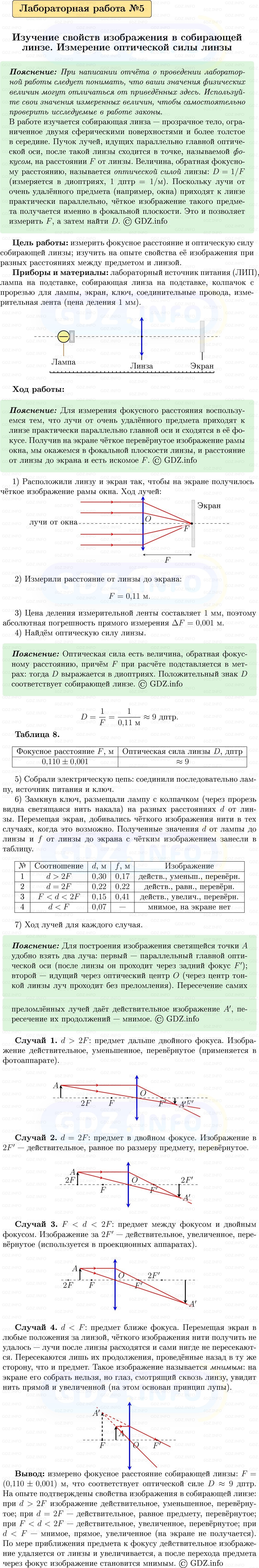 Фото решения 1: Лабораторная работа №5 из ГДЗ по Физике 9 класс: Пёрышкин, Иванов 2026г.