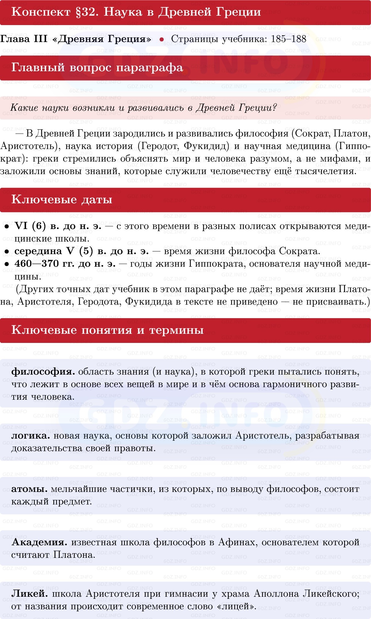 Фото решения 1: Параграф 32, Конспект из ГДЗ по истории Древнего мира 5 класс: Мединский, Чубарьян 2025г.