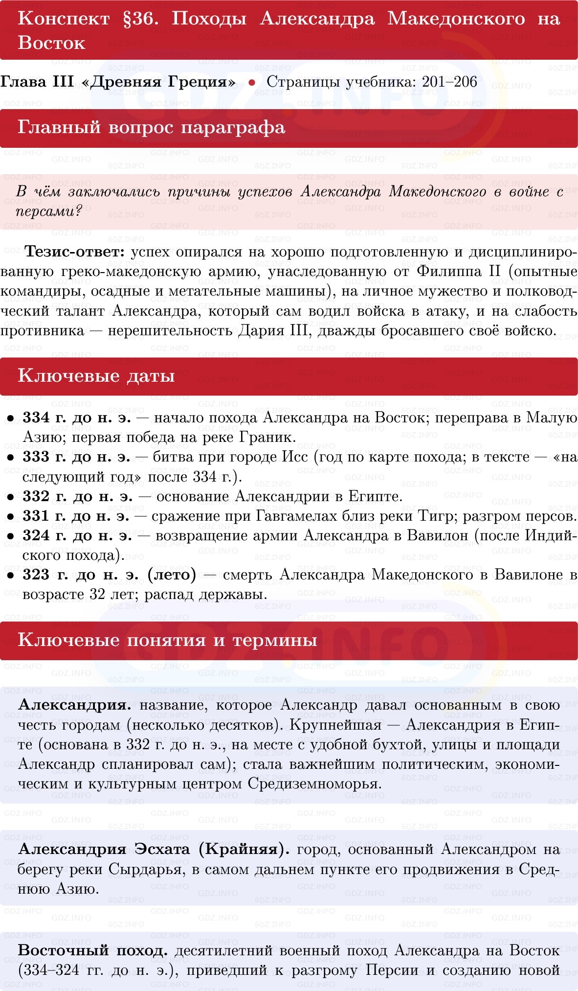 Фото решения 1: Параграф 36, Конспект из ГДЗ по истории Древнего мира 5 класс: Мединский, Чубарьян 2025г.