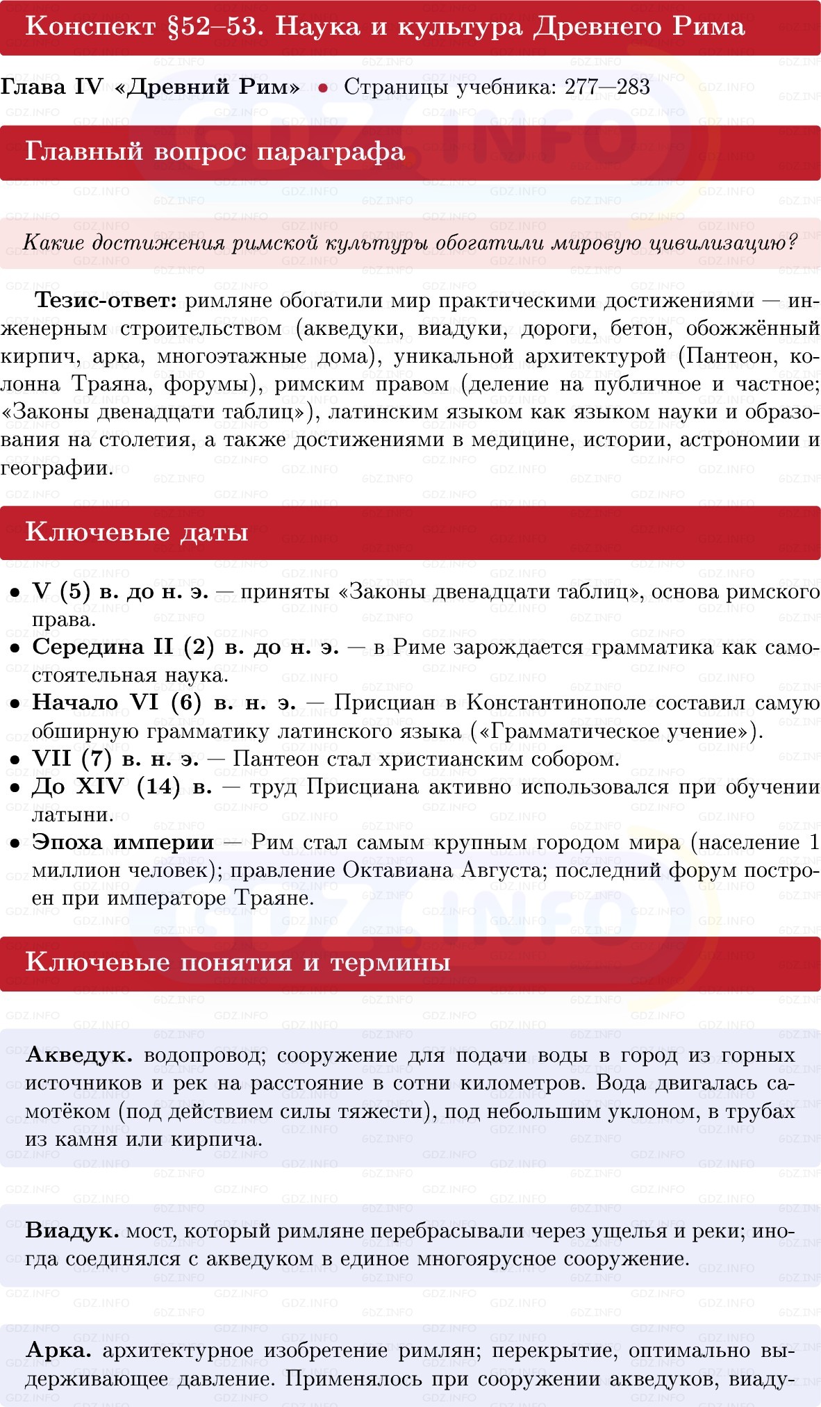 Фото решения 1: Параграф 52-53, Конспект из ГДЗ по истории Древнего мира 5 класс: Мединский, Чубарьян 2025г.