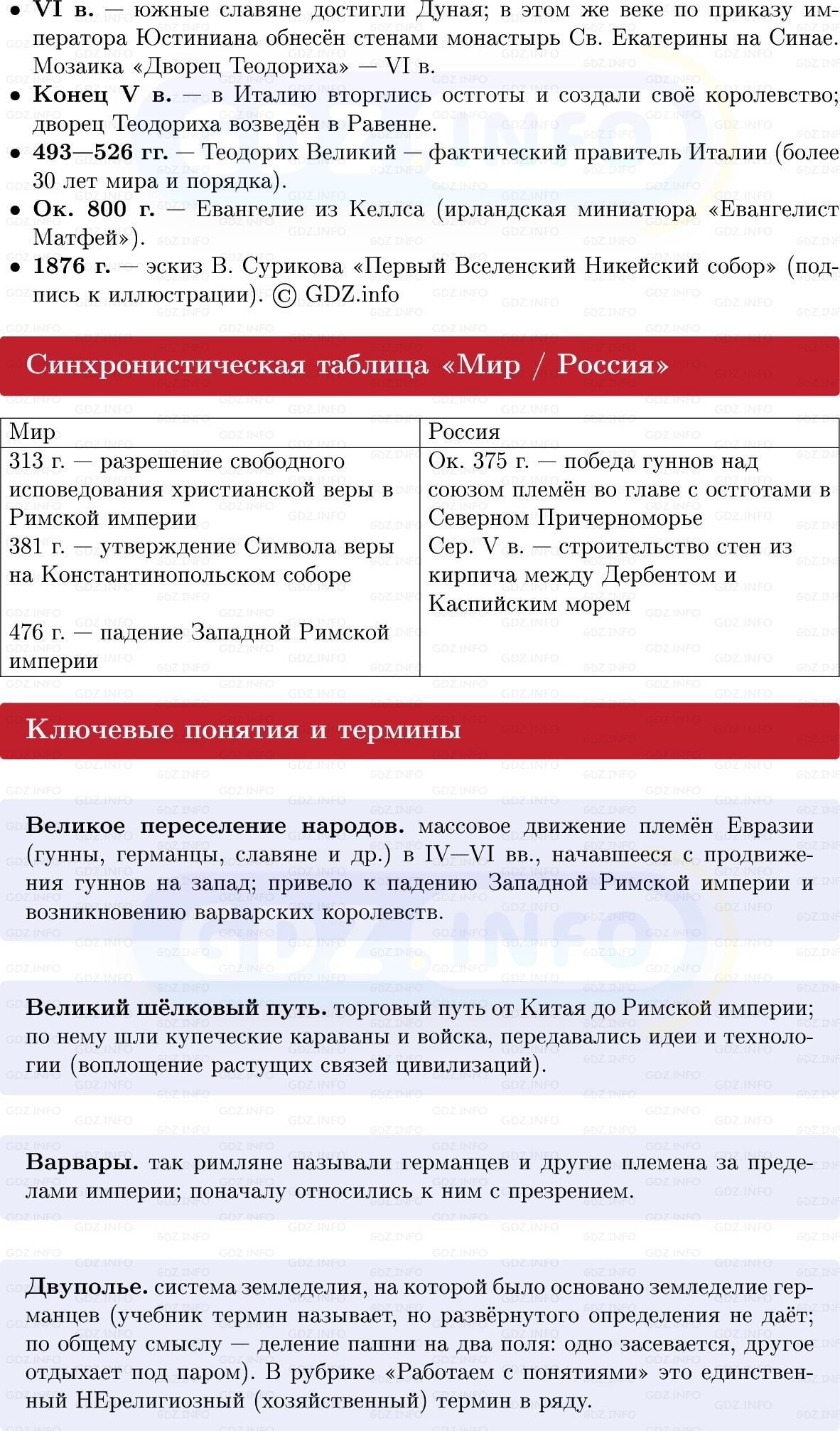 Фото решения 1: От Древности к Средневековью: Рим, варвары и христианская Церковь, Конспект из ГДЗ по истории Средних веков 6 класс: Мединский, Чубарьян 2025г. (2)