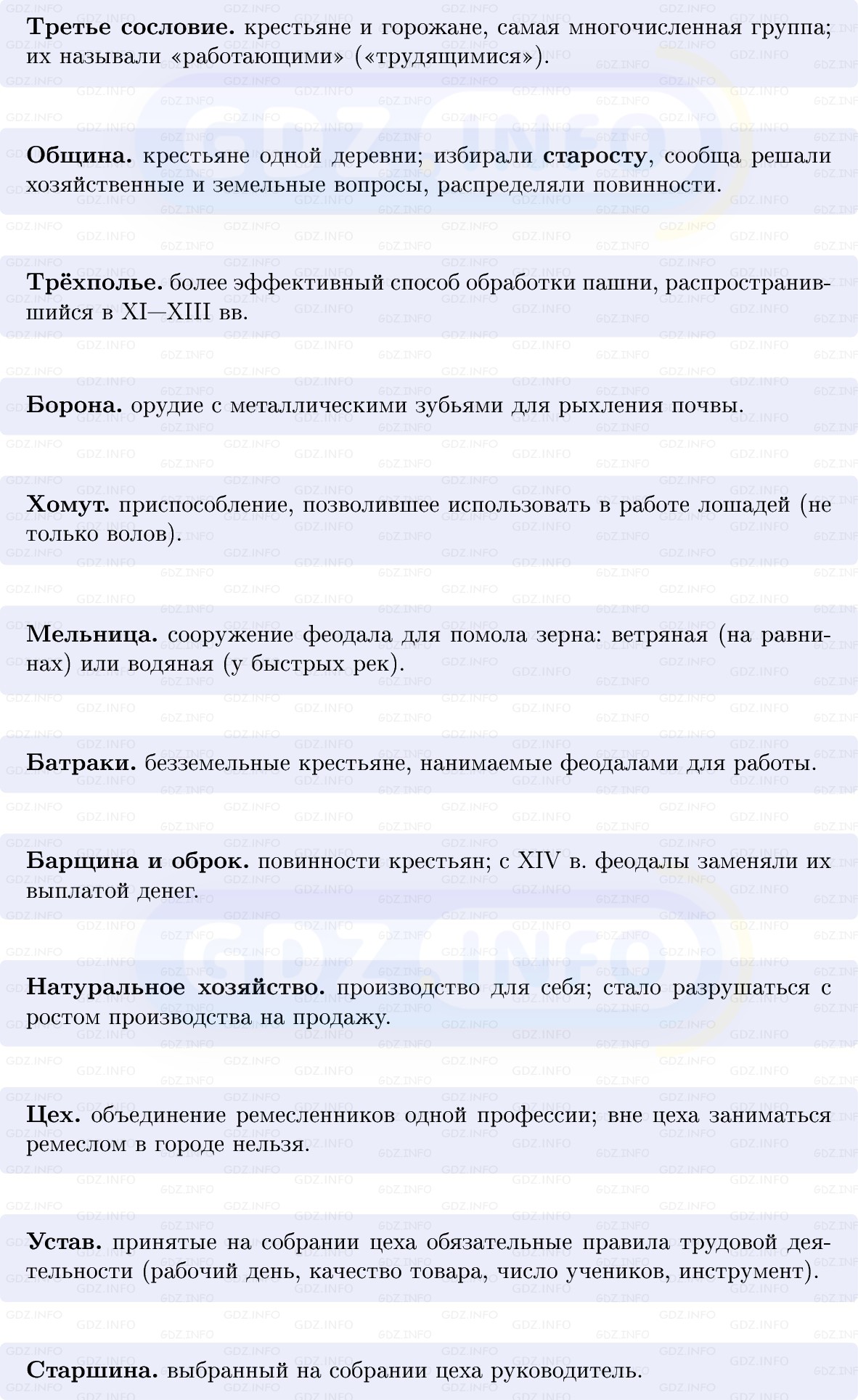 Фото решения 1: Крестьяне и горожане, Конспект из ГДЗ по истории Средних веков 6 класс: Мединский, Чубарьян 2025г. (2)
