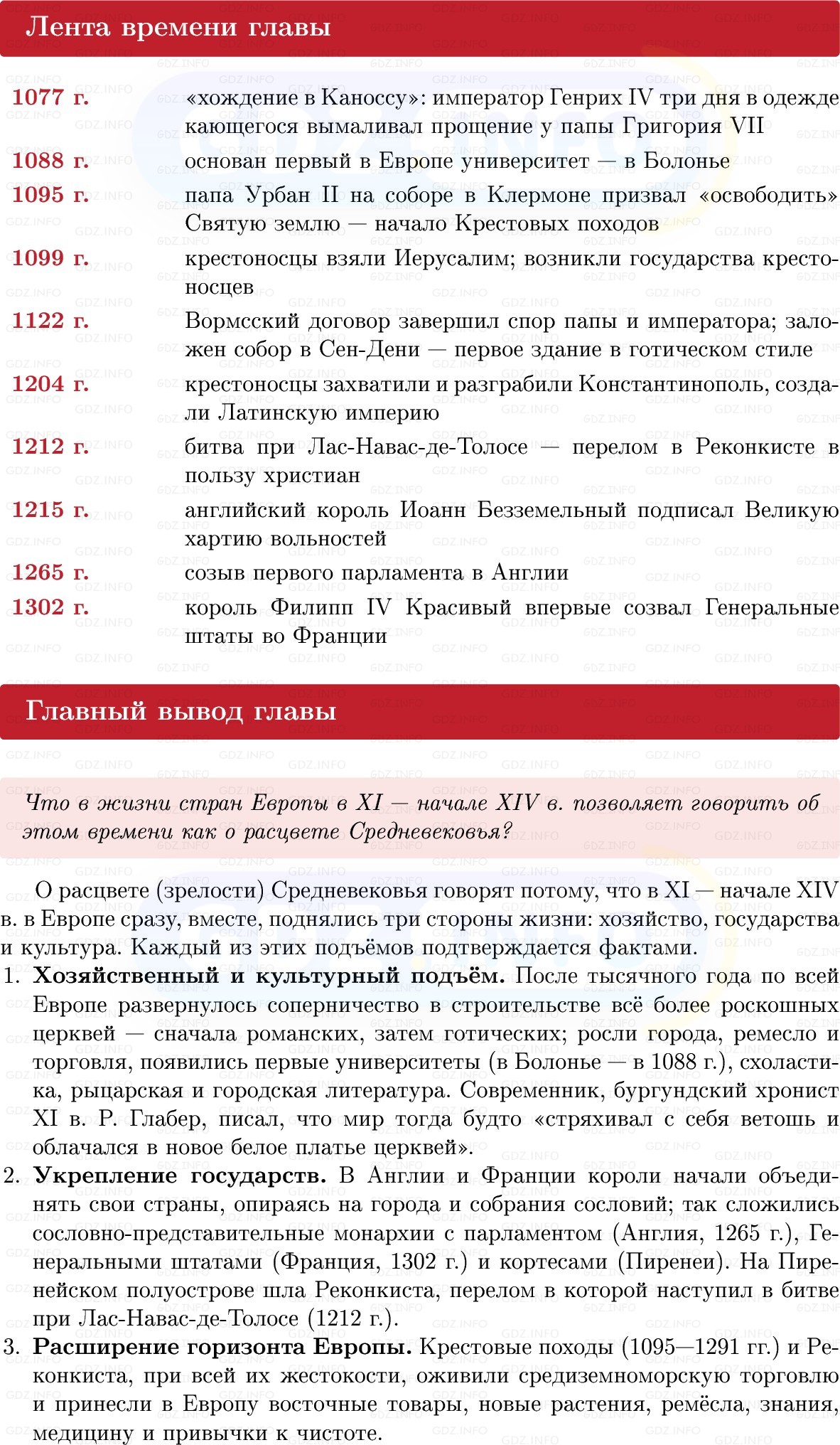 Фото решения 1: Итоги главы 4, Вопросы из ГДЗ по истории Средних веков 6 класс: Мединский, Чубарьян 2025г.