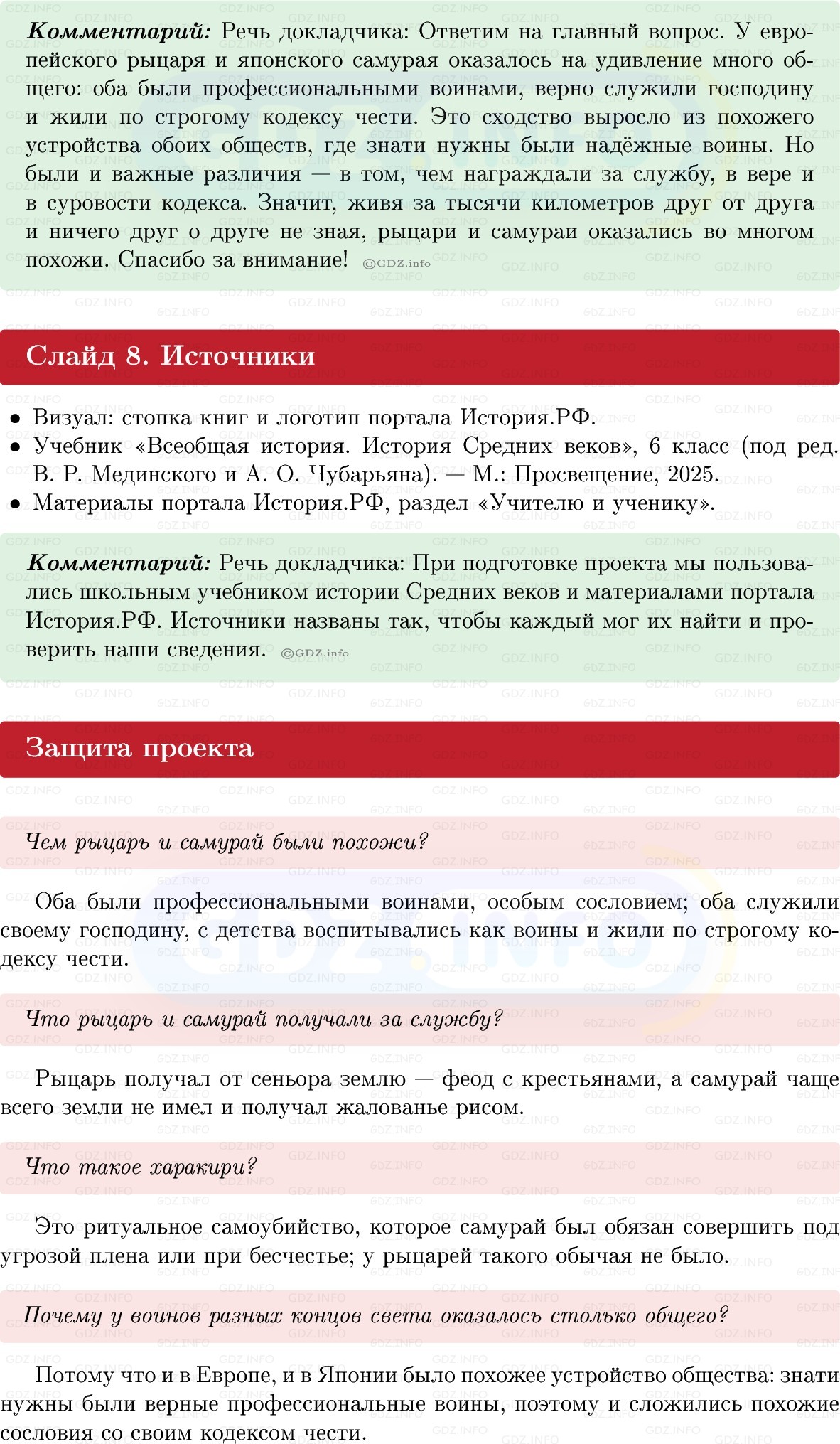 Фото решения 1: Итоги главы 5, Темы проектов из ГДЗ по истории Средних веков 6 класс: Мединский, Чубарьян 2025г. (8)
