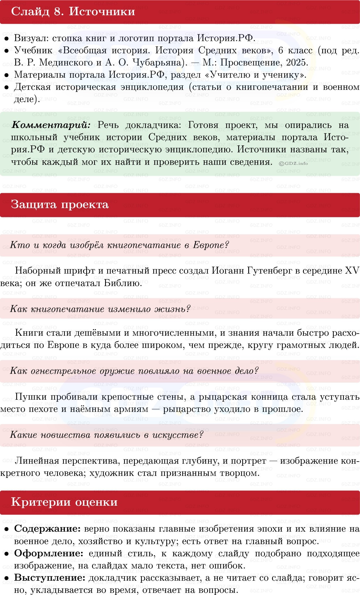 Фото решения 1: Итоги главы 6, Темы проектов из ГДЗ по истории Средних веков 6 класс: Мединский, Чубарьян 2025г. (11)