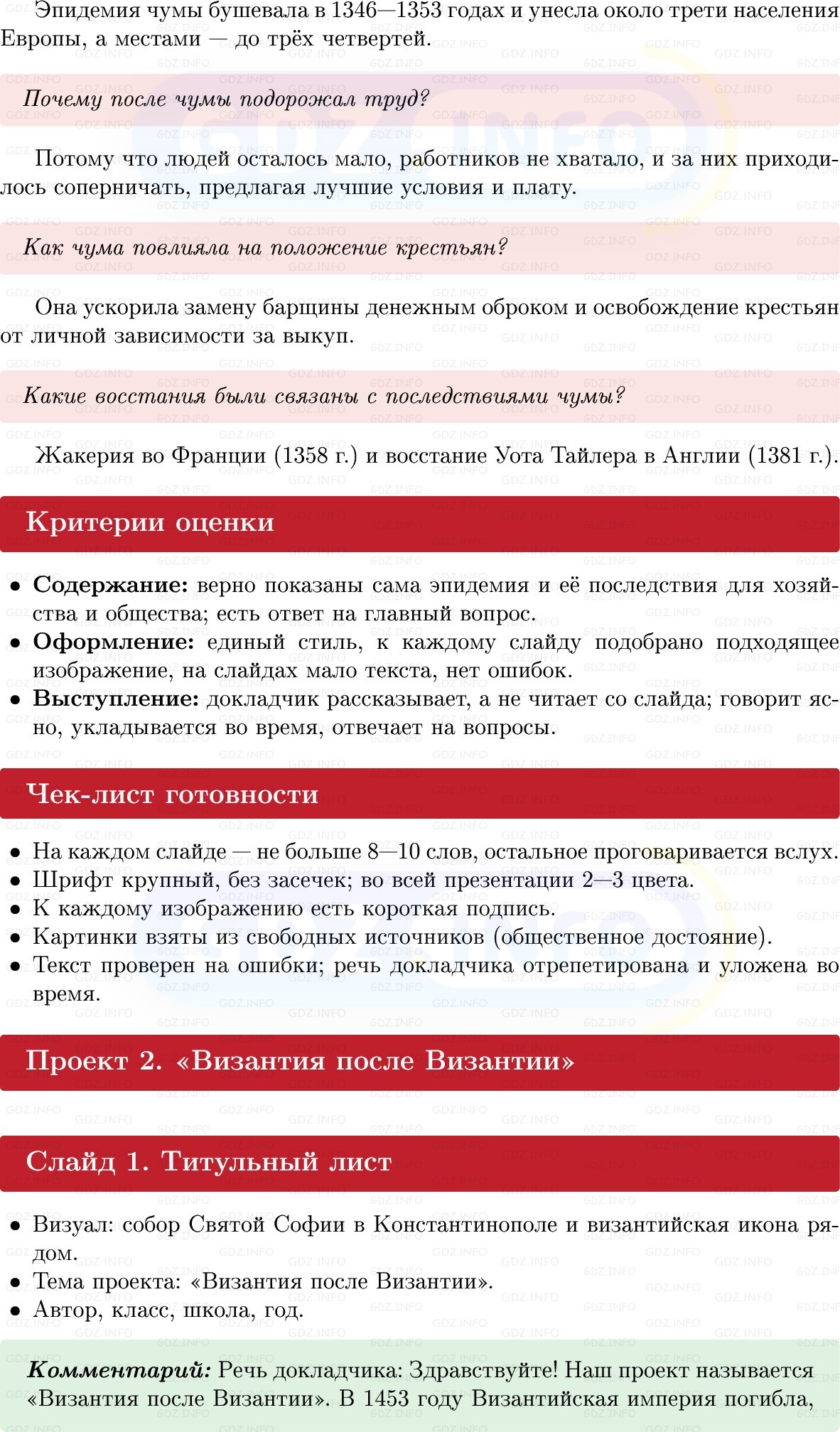Фото решения 1: Итоги главы 6, Темы проектов из ГДЗ по истории Средних веков 6 класс: Мединский, Чубарьян 2025г. (4)