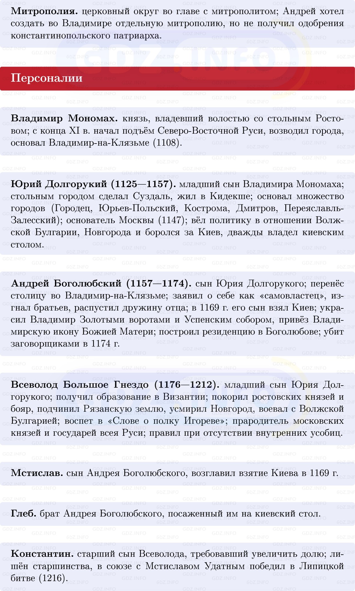 Фото решения 1: Владимиро-Суздальская земля, Конспект из ГДЗ по Истории России 6 класс: Мединский, Торкунов 2025г. (3) Фото решения 1: Владимиро-Суздальская земля, Конспект из ГДЗ по Истории России 6 класс: Мединский, Торкунов 2025г. (3)