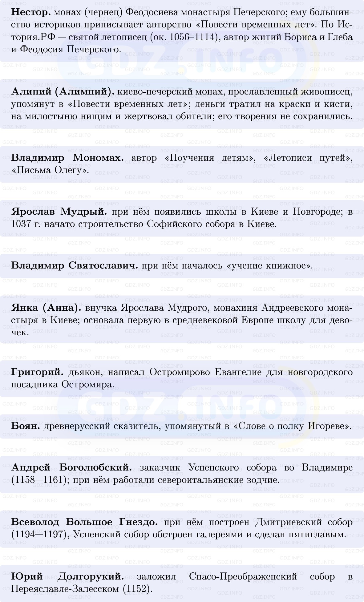 Фото решения 1: Культура и быт в IX — начале XIII в, Конспект из ГДЗ по Истории России 6 класс: Мединский, Торкунов 2025г. (5)