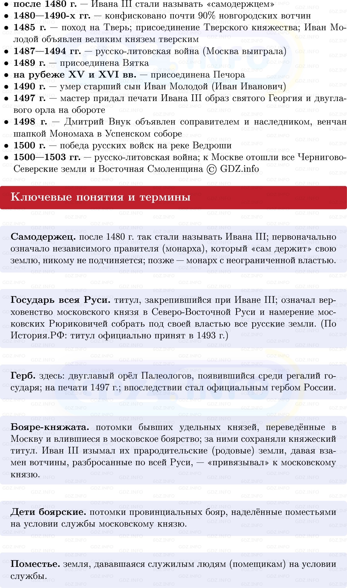 Фото решения 1: Иван III — государь всея Руси, Конспект из ГДЗ по Истории России 6 класс: Мединский, Торкунов 2025г. (2)