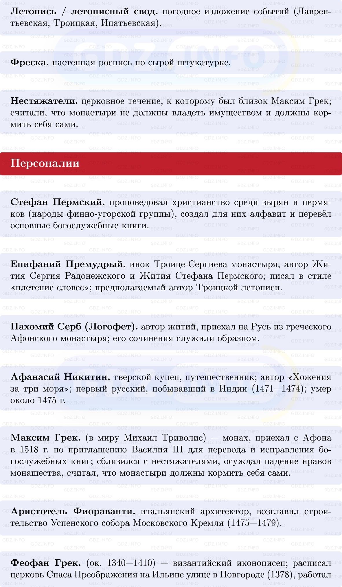 Фото решения 1: Культура во второй половине XIII — первой трети XVI в, Конспект из ГДЗ по Истории России 6 класс: Мединский, Торкунов 2025г. (3)