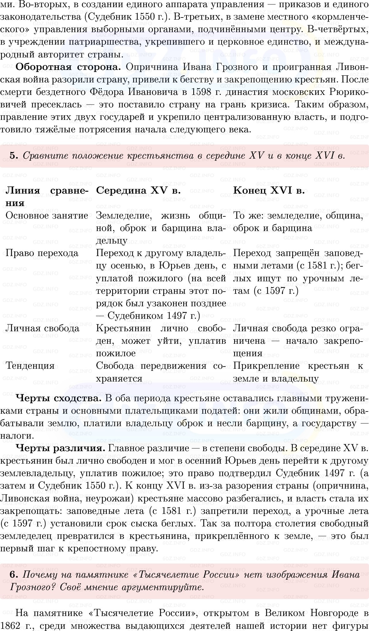 Фото решения 1: Итоги главы 1, Вопросы из ГДЗ по Истории России 7 класс: Мединский В.Р., Торкунов А.В. 2025г. (6)
