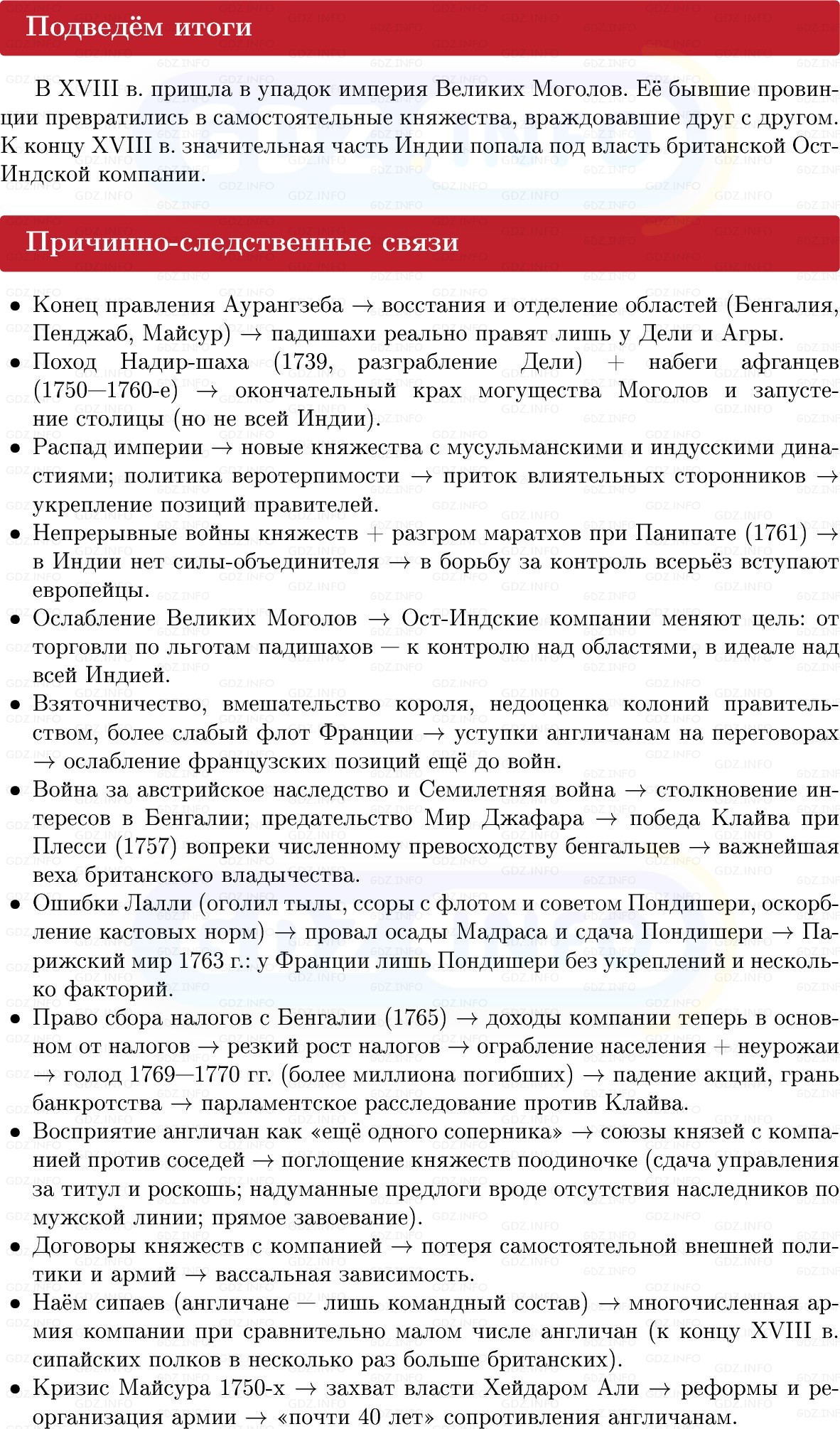 Фото решения 1: Индия: утрата независимости, Конспект из ГДЗ по Всеобщей истории 8 класс: Мединский, Чубарьян 2025г. (11)