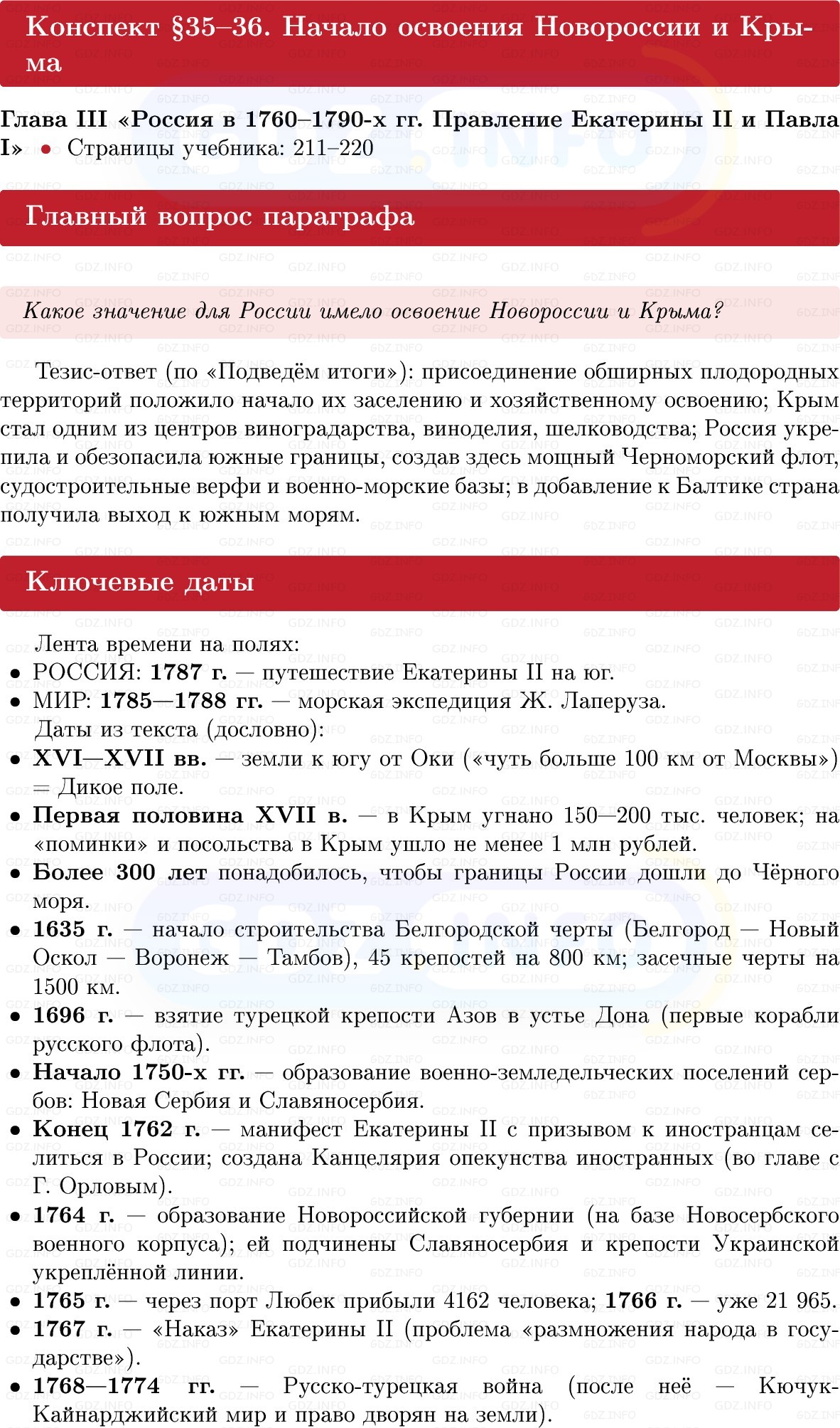 Фото решения 1: Начало освоения Новороссии и Крыма, Конспект из ГДЗ по Истории России 8 класс: Мединский, Торкунов 2025г. Фото решения 1: Начало освоения Новороссии и Крыма, Конспект из ГДЗ по Истории России 8 класс: Мединский, Торкунов 2025г.