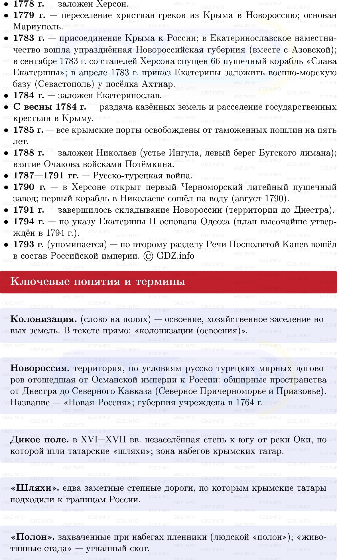 Фото решения 1: Начало освоения Новороссии и Крыма, Конспект из ГДЗ по Истории России 8 класс: Мединский, Торкунов 2025г. (2) Фото решения 1: Начало освоения Новороссии и Крыма, Конспект из ГДЗ по Истории России 8 класс: Мединский, Торкунов 2025г. (2)