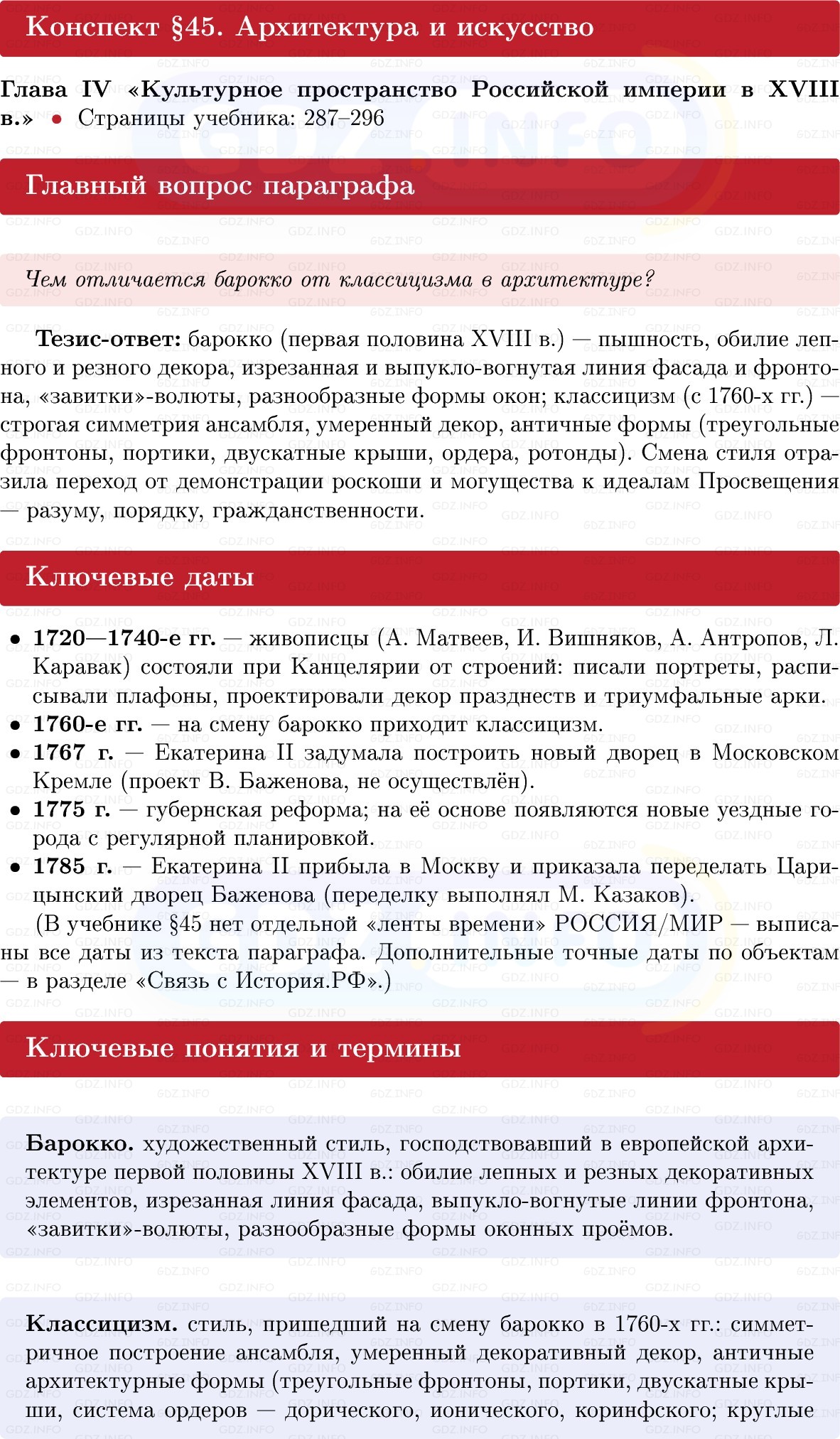 Фото решения 1: Архитектура и искусство, Конспект из ГДЗ по Истории России 8 класс: Мединский, Торкунов 2025г. Фото решения 1: Архитектура и искусство, Конспект из ГДЗ по Истории России 8 класс: Мединский, Торкунов 2025г.