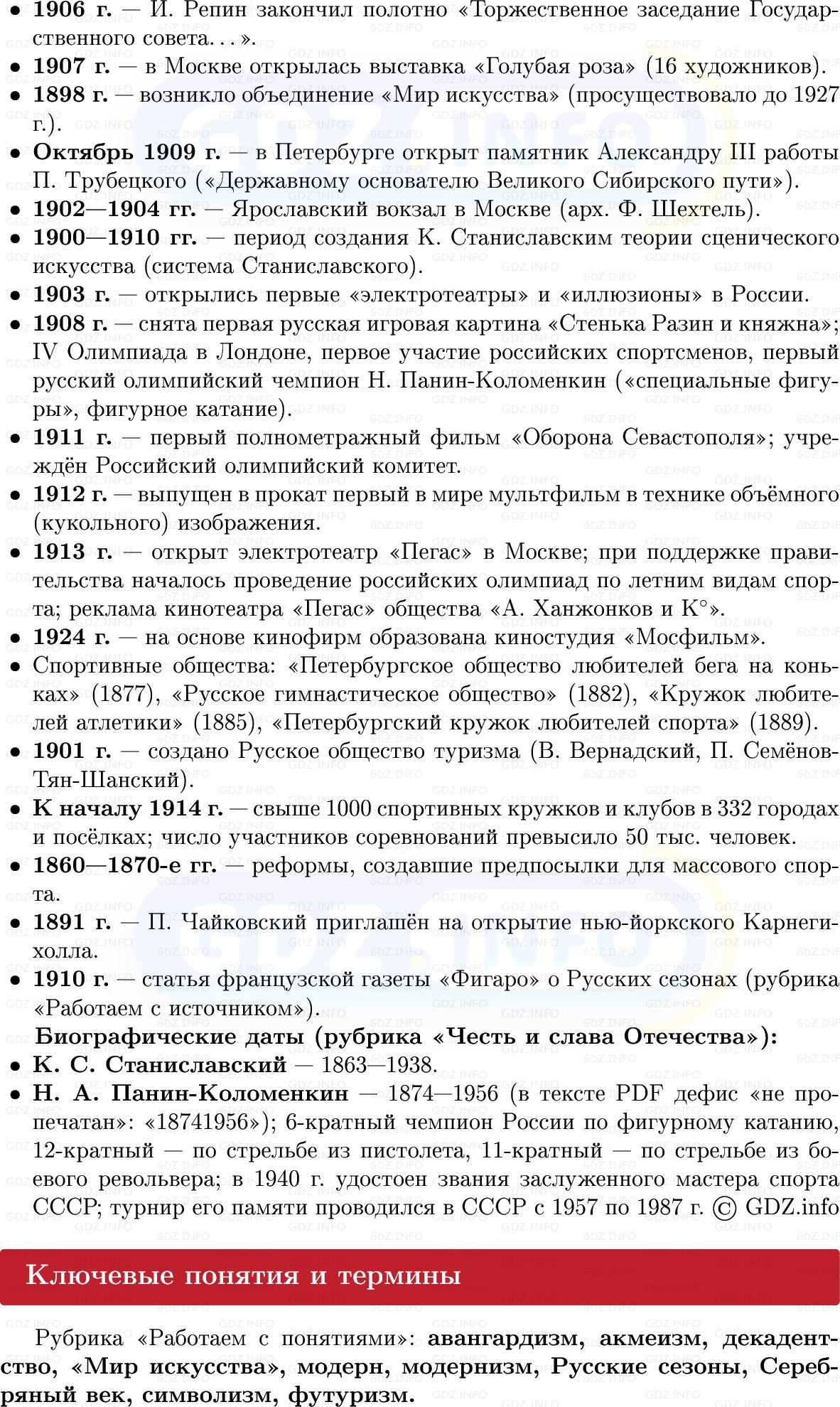 Фото решения 1: Серебряный век российской культуры. Вклад России в мировую культуру, Конспект из ГДЗ по Истории России 9 класс: Мединский, Торкунов 2025г. (2)