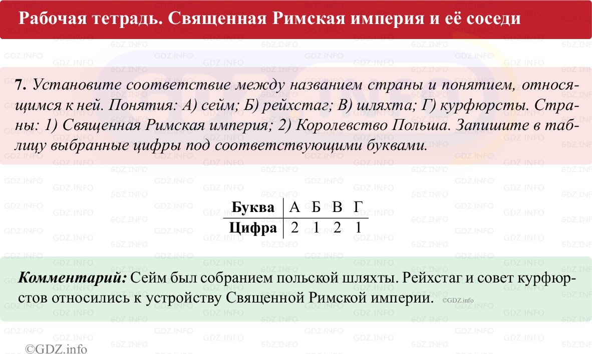 Фото решения 1: Параграф 13, Номер 7 из ГДЗ по истории Средних веков 6 класс: Абрамов А.В., Ведюшкин В.А. (рабочая тетрадь) 2025г. Фото решения 1: Параграф 13, Номер 7 из ГДЗ по истории Средних веков 6 класс: Абрамов А.В., Ведюшкин В.А. (рабочая тетрадь) 2025г.