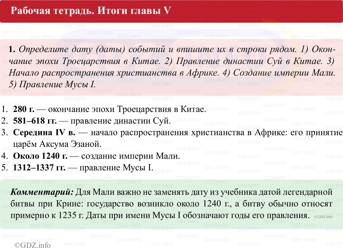 Фото решения 1: Итоги главы 5, Номер 1 из ГДЗ по истории Средних веков 6 класс: Абрамов А.В., Ведюшкин В.А. (рабочая тетрадь) 2025г. Фото решения 1: Итоги главы 5, Номер 1 из ГДЗ по истории Средних веков 6 класс: Абрамов А.В., Ведюшкин В.А. (рабочая тетрадь) 2025г.
