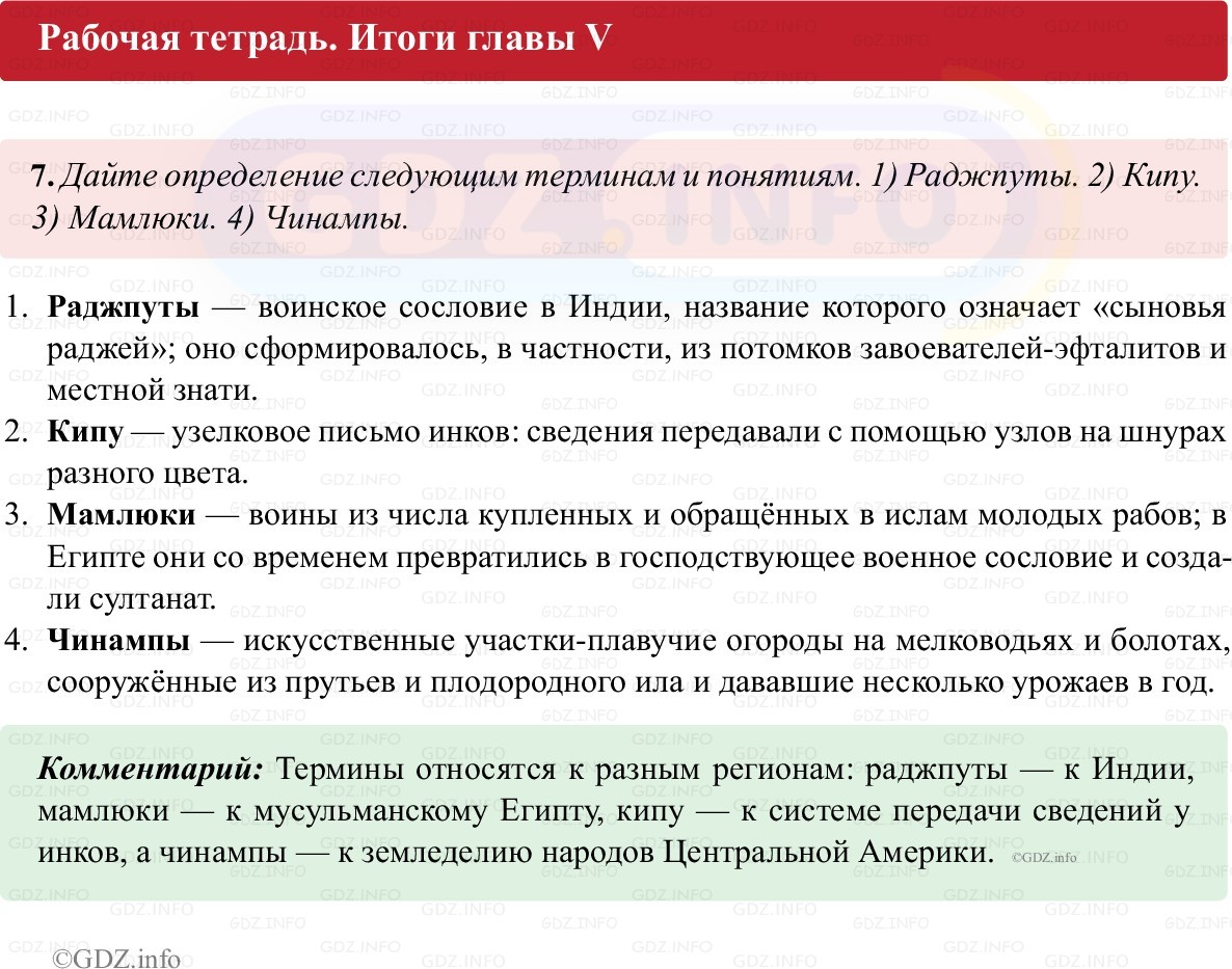 Фото решения 1: Итоги главы 5, Номер 7 из ГДЗ по истории Средних веков 6 класс: Абрамов А.В., Ведюшкин В.А. (рабочая тетрадь) 2025г.