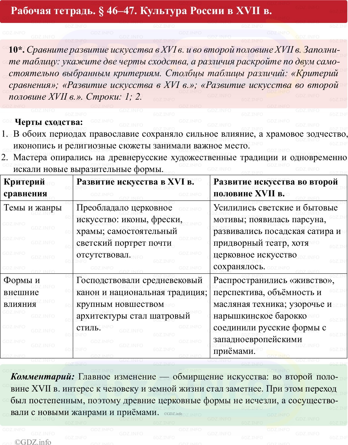 Фото решения 1: Параграф 46-47, Номер 10 из ГДЗ по истории России 7 класс: Пазин Р.В., Андреев И.Л. (рабочая тетрадь) 2025г.