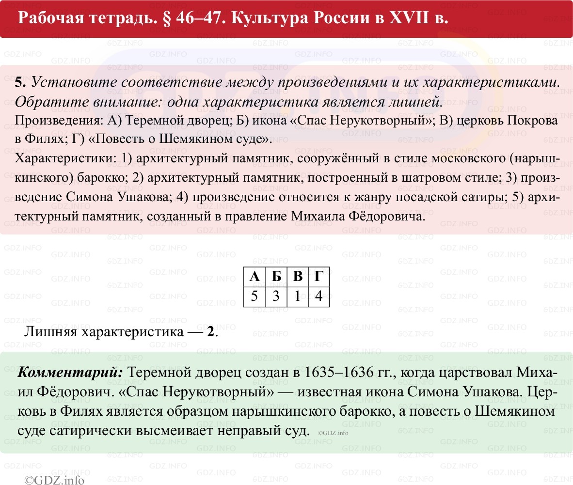 Фото решения 1: Параграф 46-47, Номер 5 из ГДЗ по истории России 7 класс: Пазин Р.В., Андреев И.Л. (рабочая тетрадь) 2025г. Фото решения 1: Параграф 46-47, Номер 5 из ГДЗ по истории России 7 класс: Пазин Р.В., Андреев И.Л. (рабочая тетрадь) 2025г.