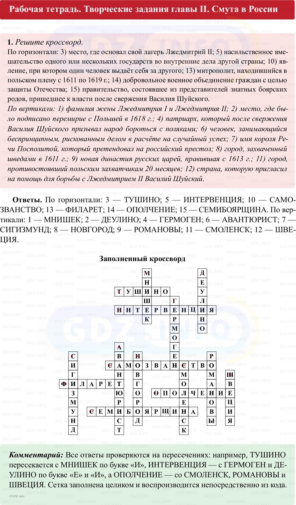 Фото решения 1: Творческие задания главы 2, Номер 1 из ГДЗ по истории России 7 класс: Пазин Р.В., Андреев И.Л. (рабочая тетрадь) 2025г.